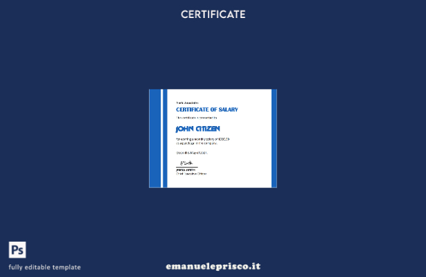 modello di certificato salariale USA in stile verificato
